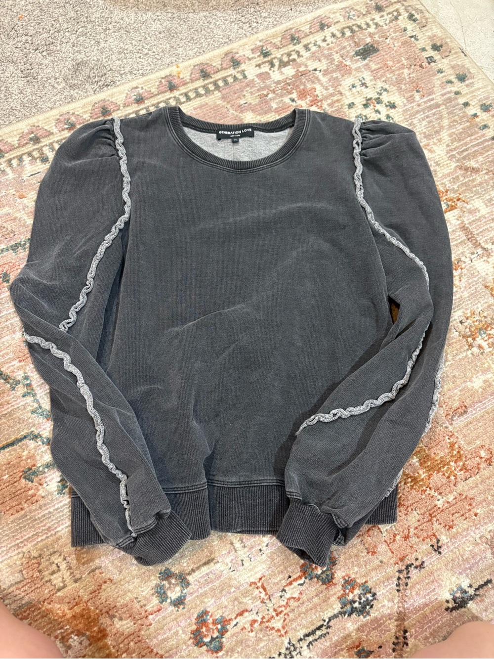 Generation Love womens Joey Charcoal Puff-Sleeve Sweatshirt